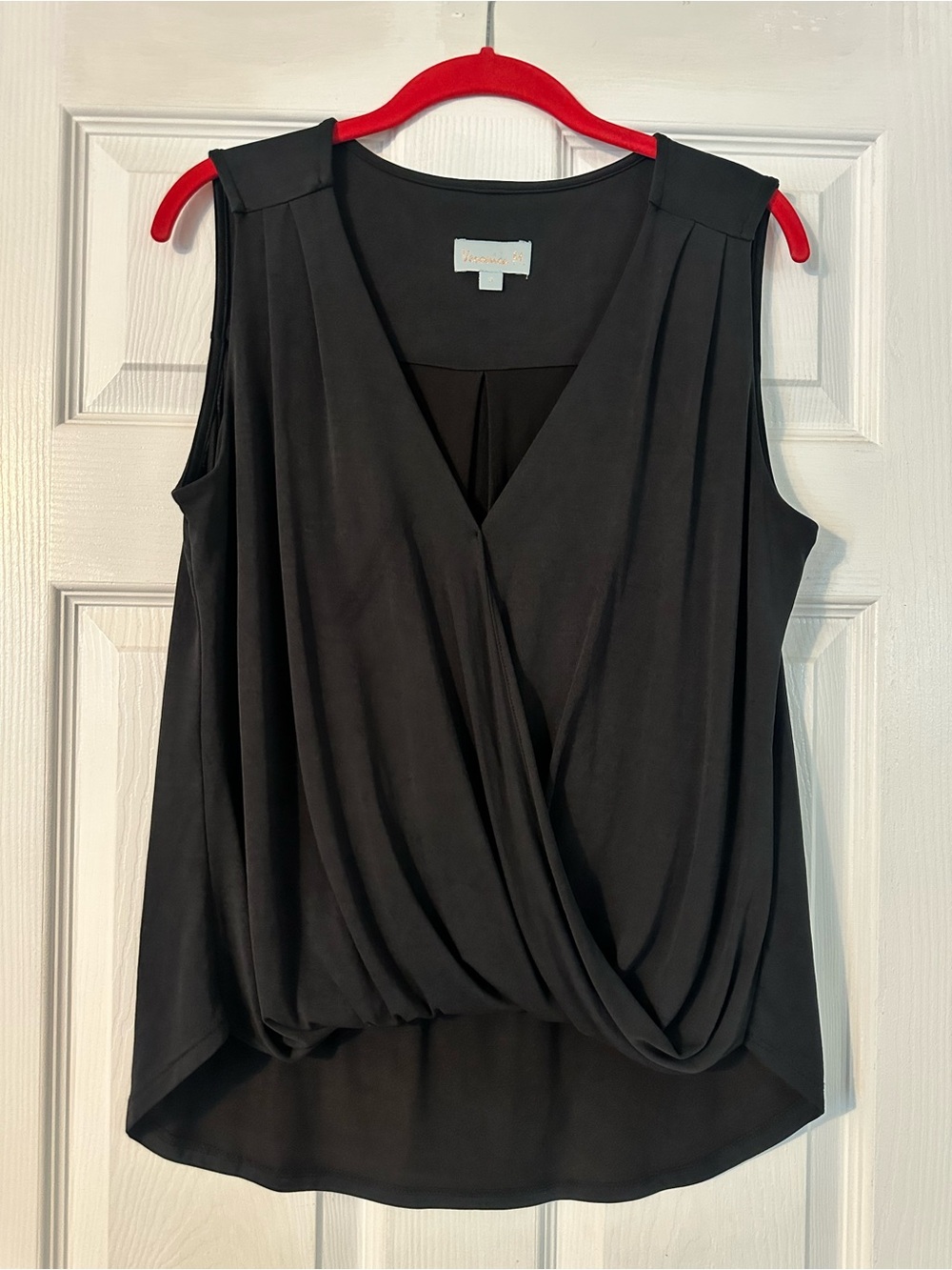 Black Sleeveless Wrap-Front Top Drapey Soft Small